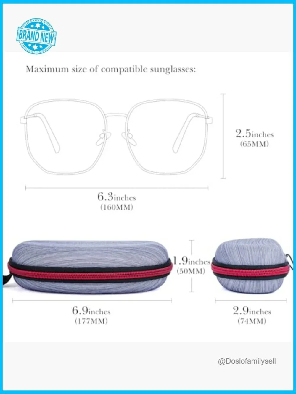 Oversized Sunglasses Case Hard Shell Travel Eyewear Storage Organizer Classic